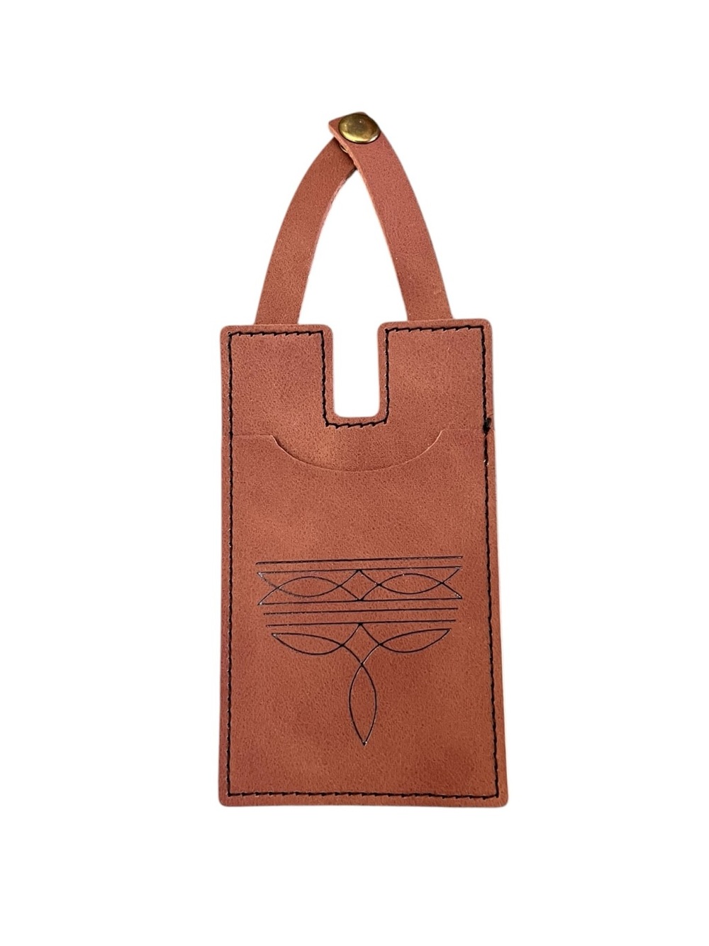 New Brown Cowboy Boot Card Holder Snap-On Hands-Free ID Wallet Concert Essential